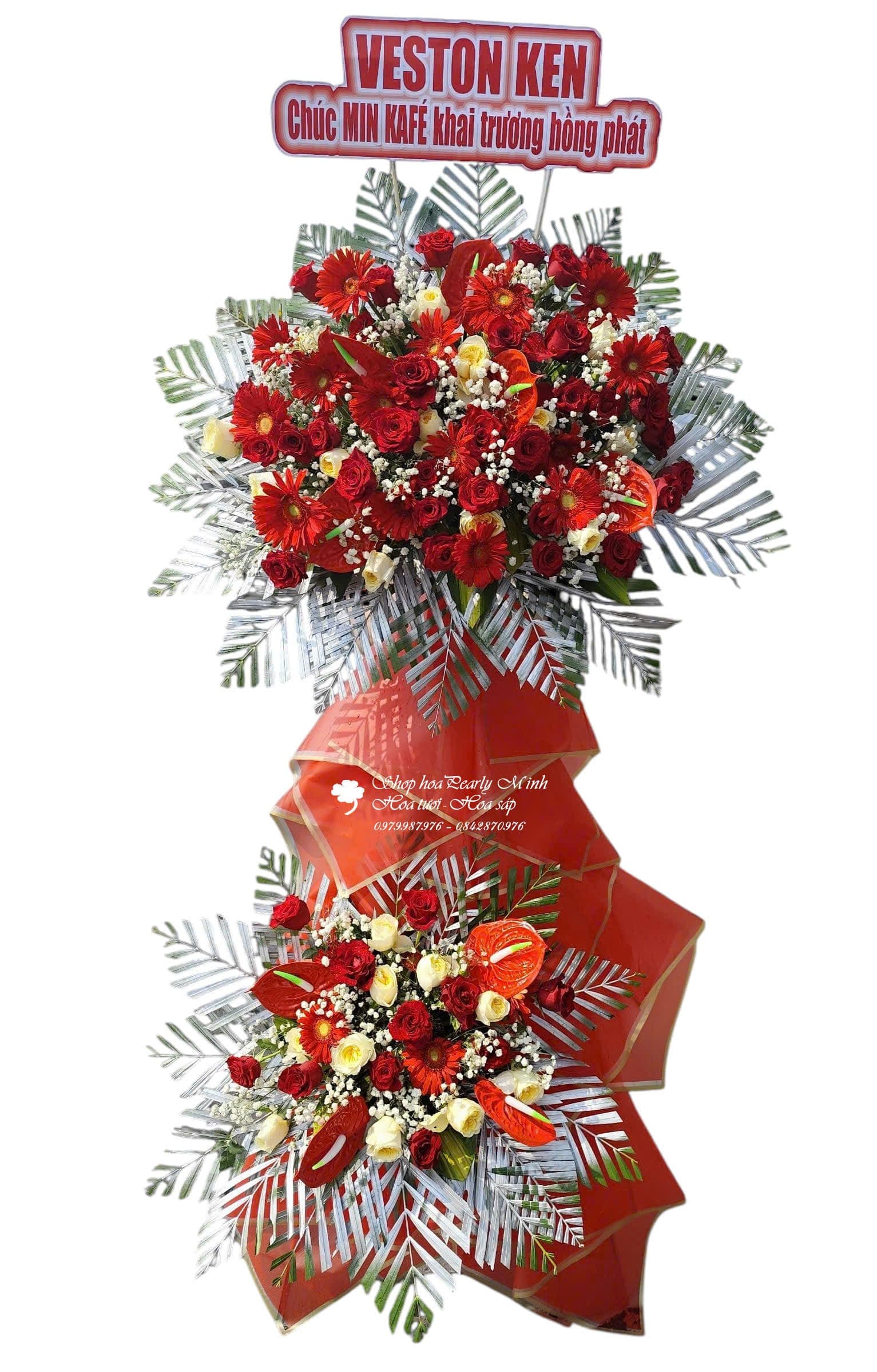 Lãng hoa chúc mừng tone đỏ 1
