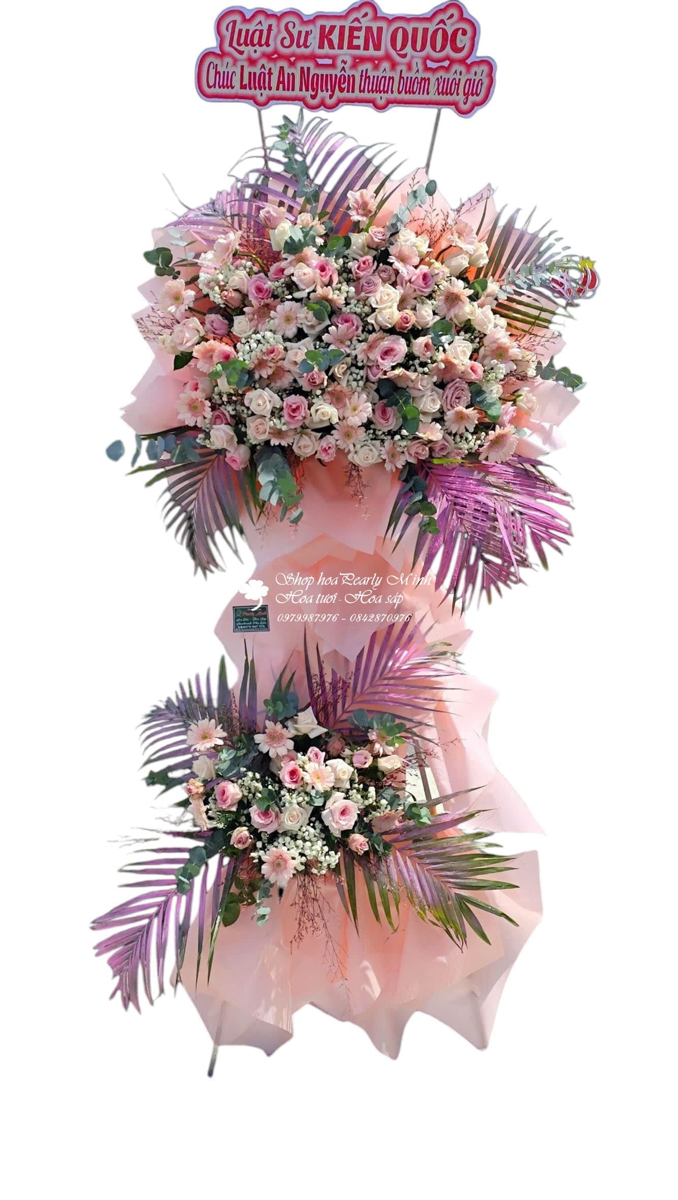 Lãng hoa chúc mừng tone hồng