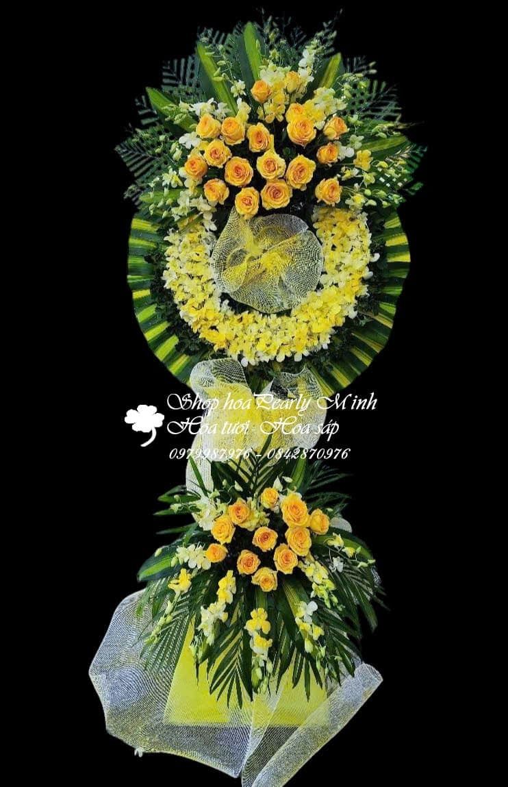 Lãng hoa chia buồn tone vàng 1