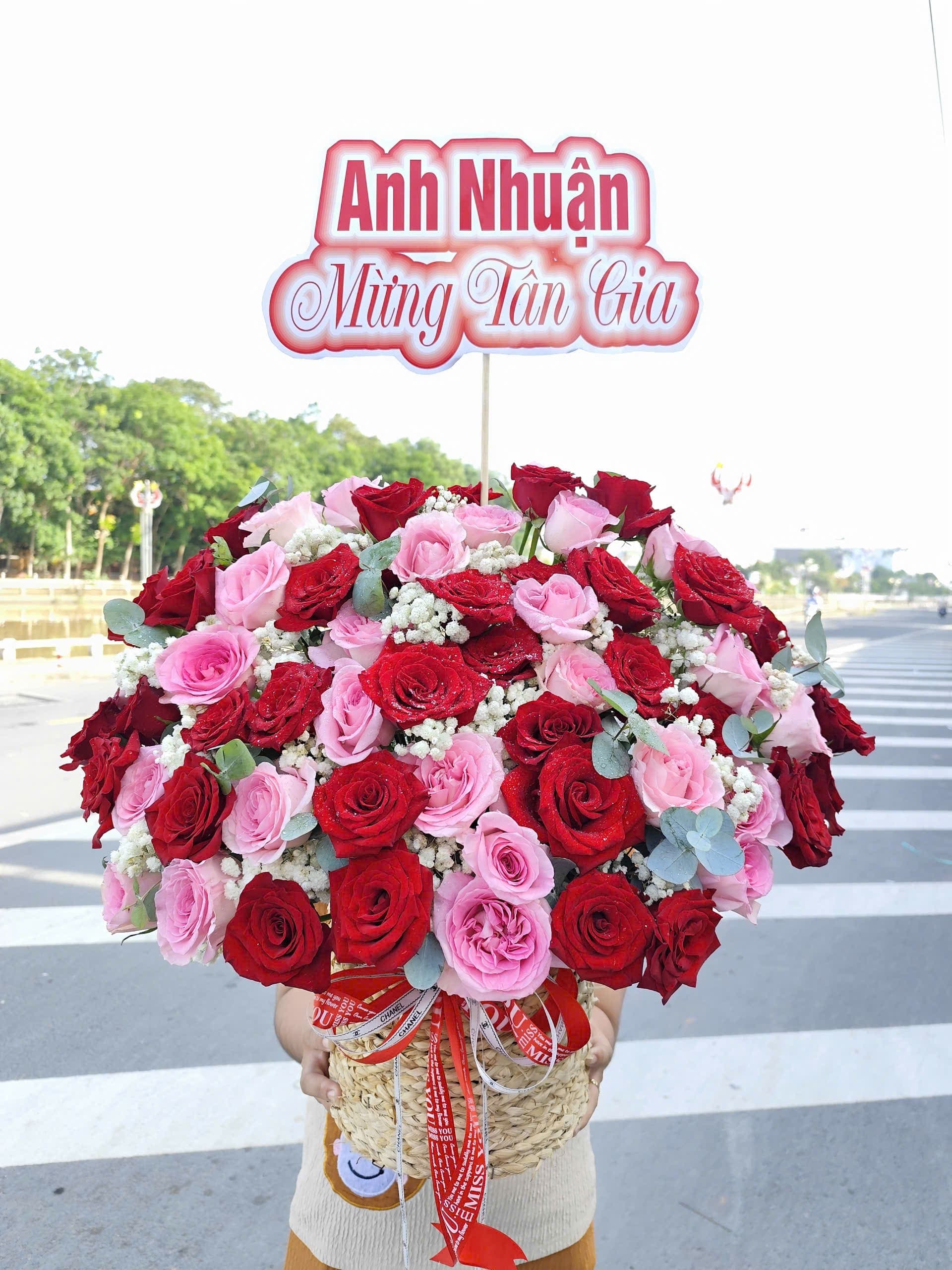 Chậu hoa hồng đỏ